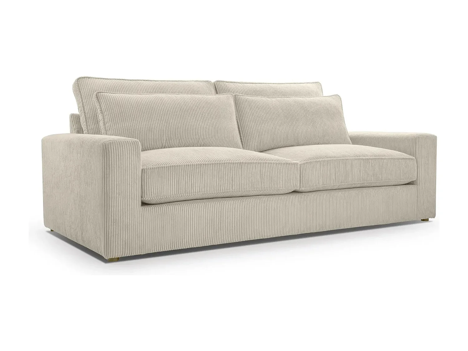 HENRY - Canapé droit velours côtelé 2 places - Beige