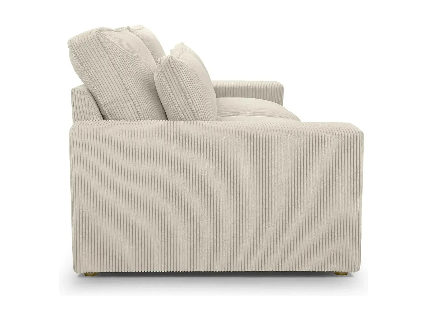 HENRY - Canapé droit velours côtelé 2 places - Beige