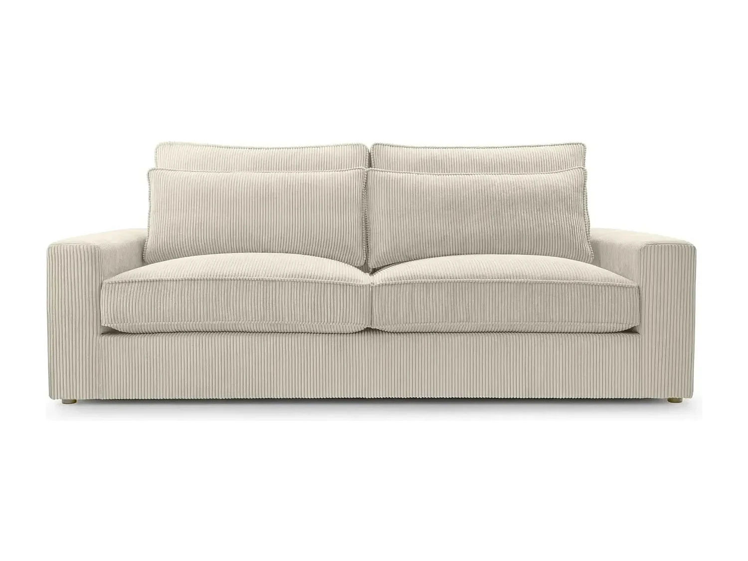 HENRY - Canapé droit velours côtelé 2 places - Beige