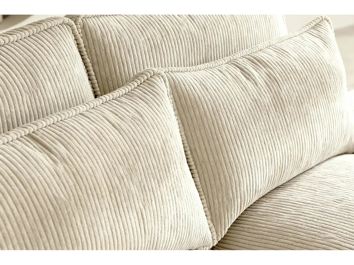 HENRY - Canapé droit velours côtelé 2 places - Beige
