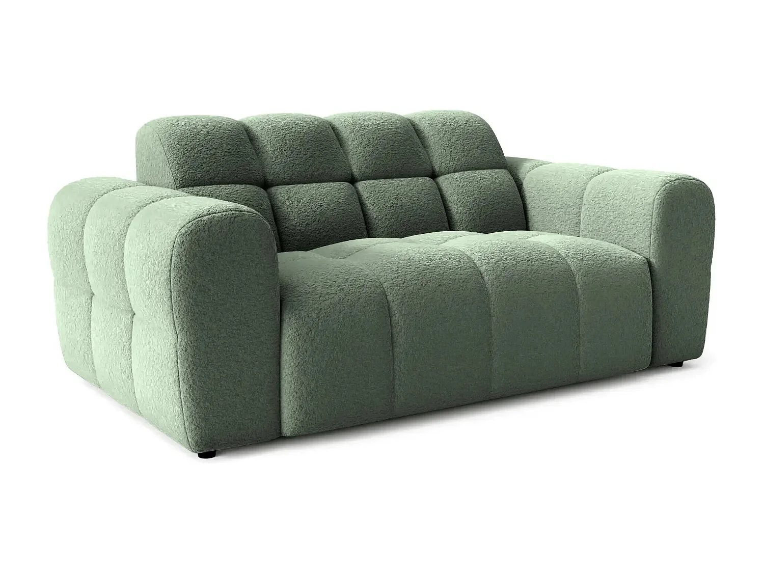 ALEXIA - Canapé droit tissu bouclette 2 places - Vert