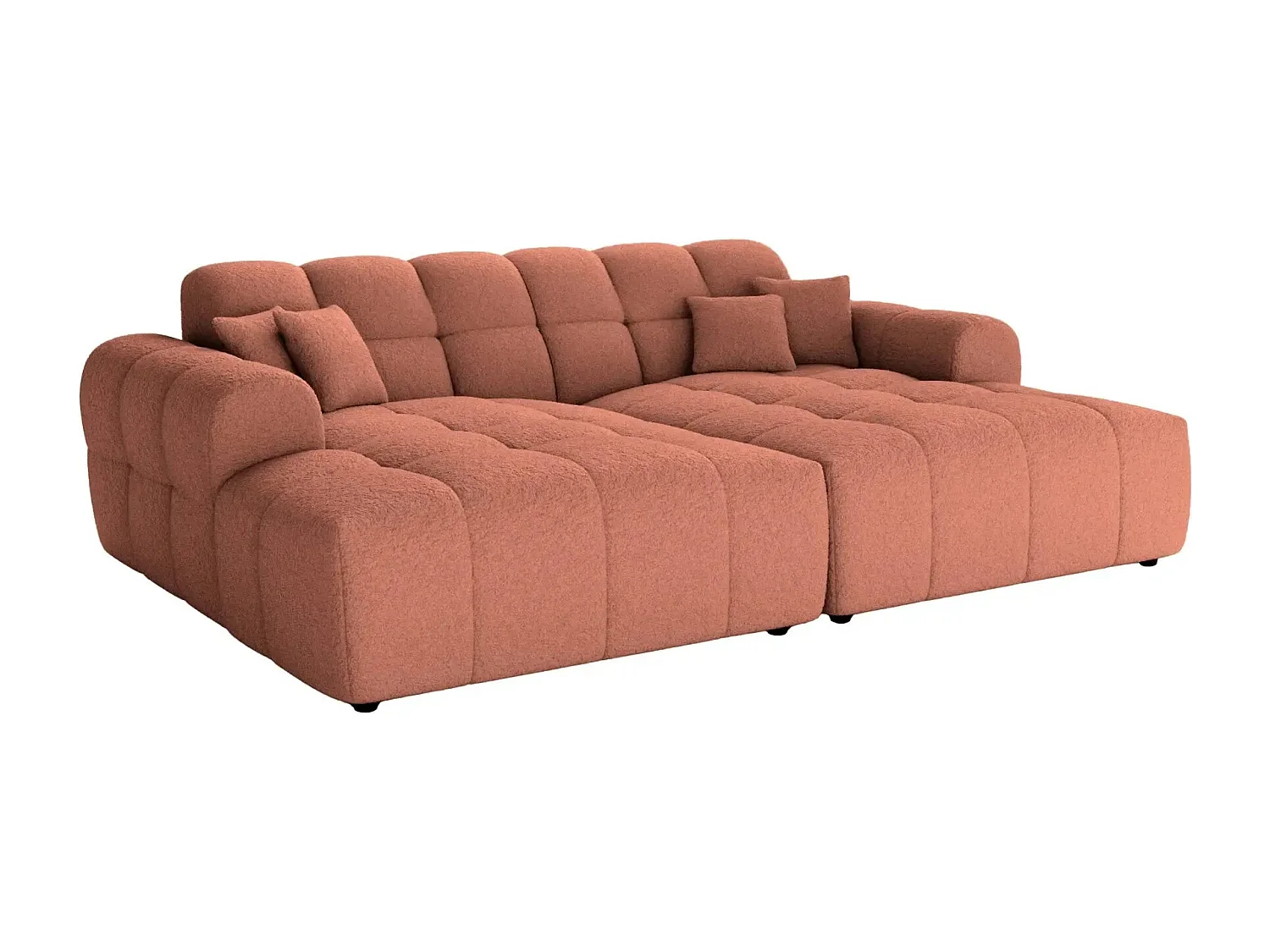 ALEXIA XL - Canapé droit tissu bouclette 4 places - Terracotta