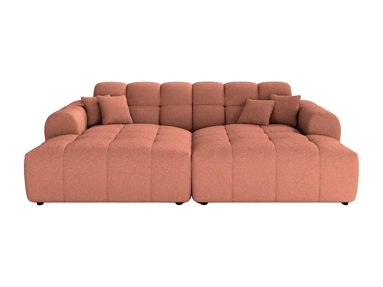 ALEXIA XL - Canapé droit tissu bouclette 4 places - Terracotta