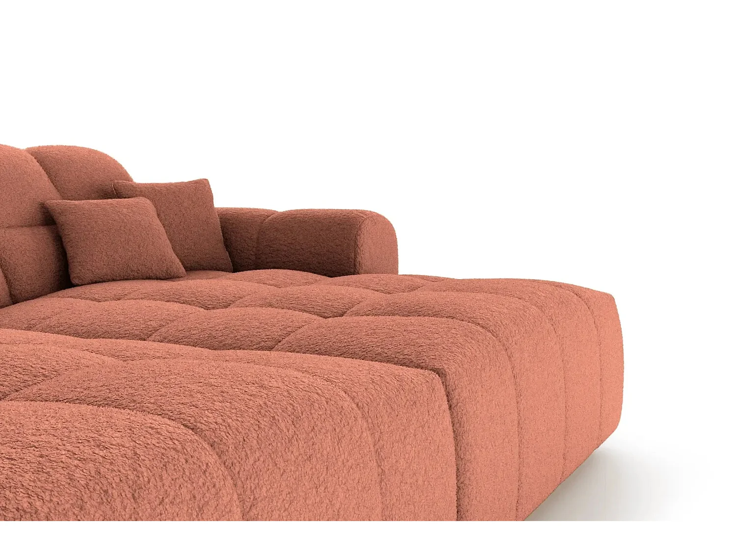 ALEXIA XL - Canapé droit tissu bouclette 4 places - Terracotta