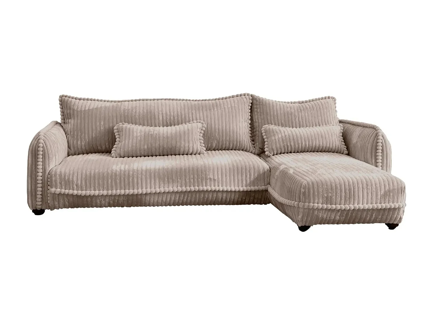 CALIE - Canapé d'angle velours côtelé 3 places - Café - Gauche