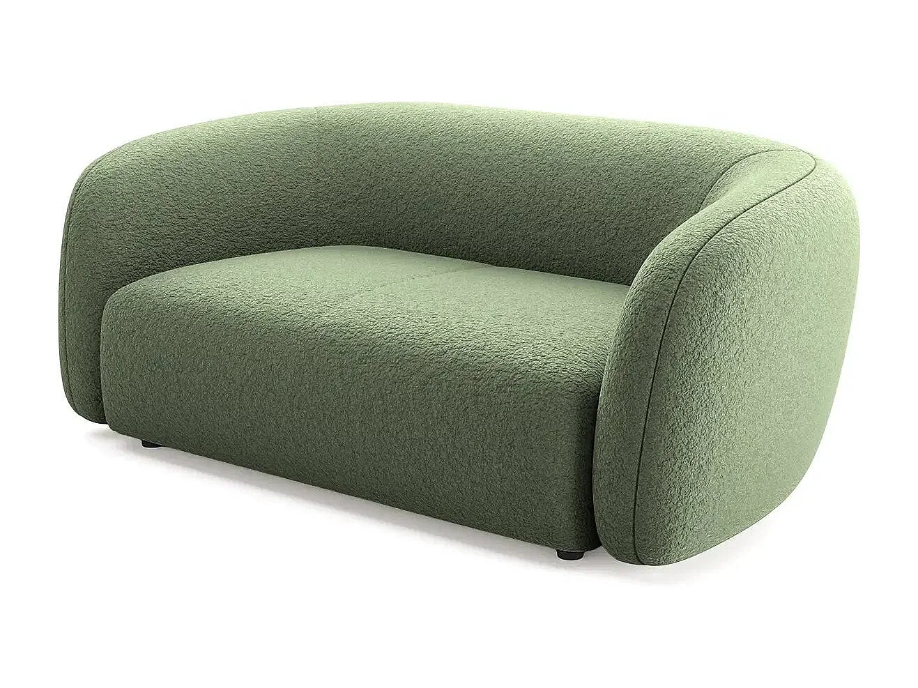 BAHIA - Canapé droit tissu bouclette 2 places - Vert