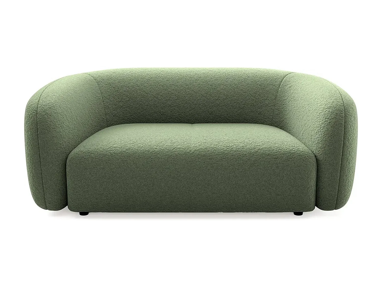 BAHIA - Canapé droit tissu bouclette 2 places - Vert