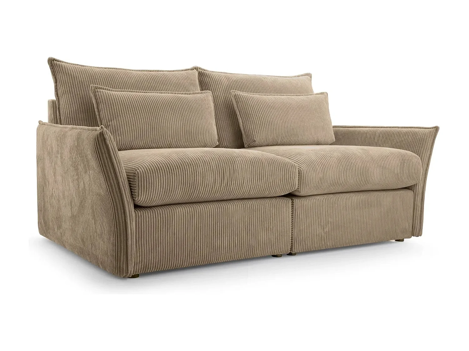 ANGELE - Canapé droit velours côtelé 2 places - Café