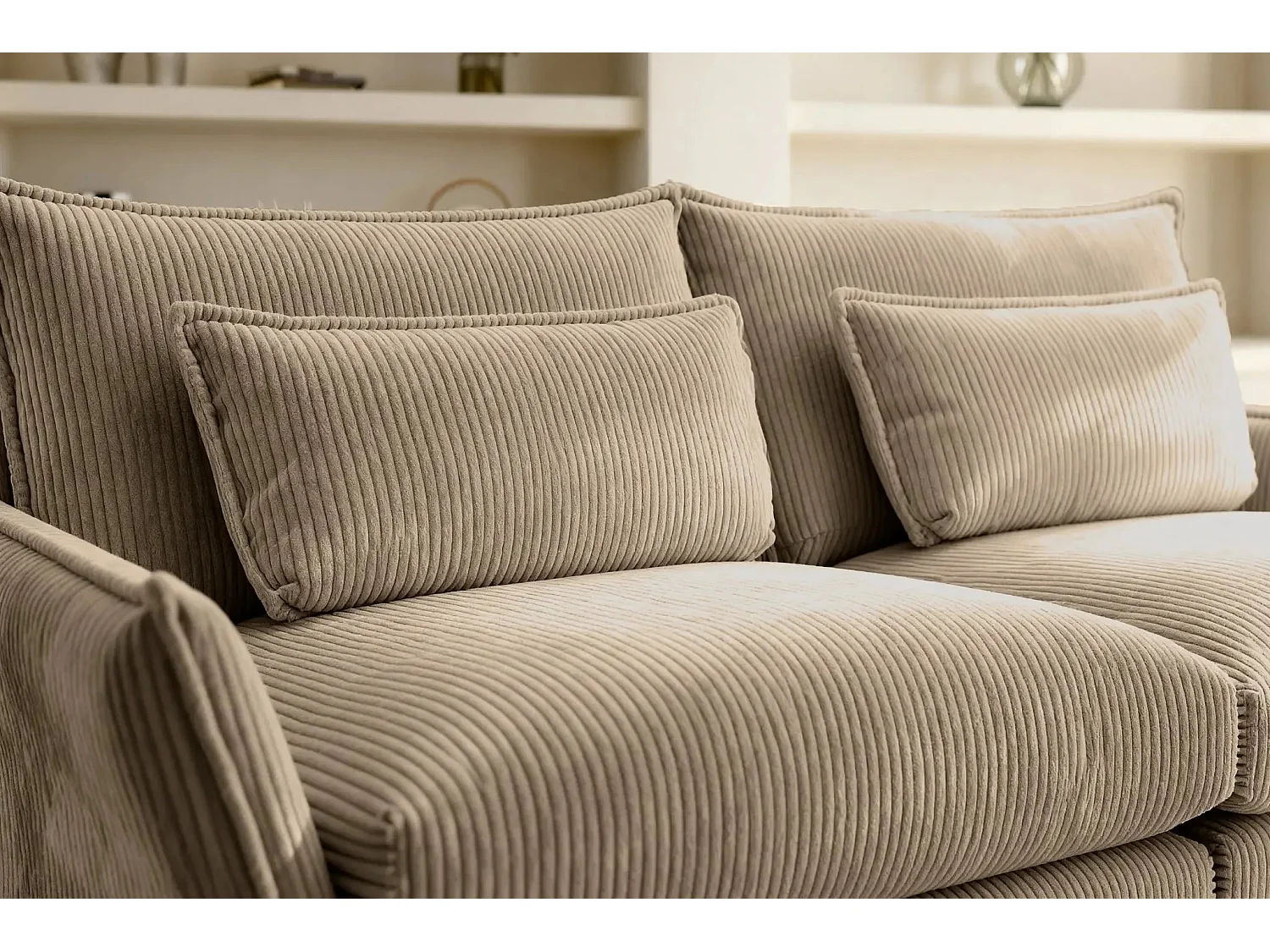 ANGELE - Canapé droit velours côtelé 2 places - Café