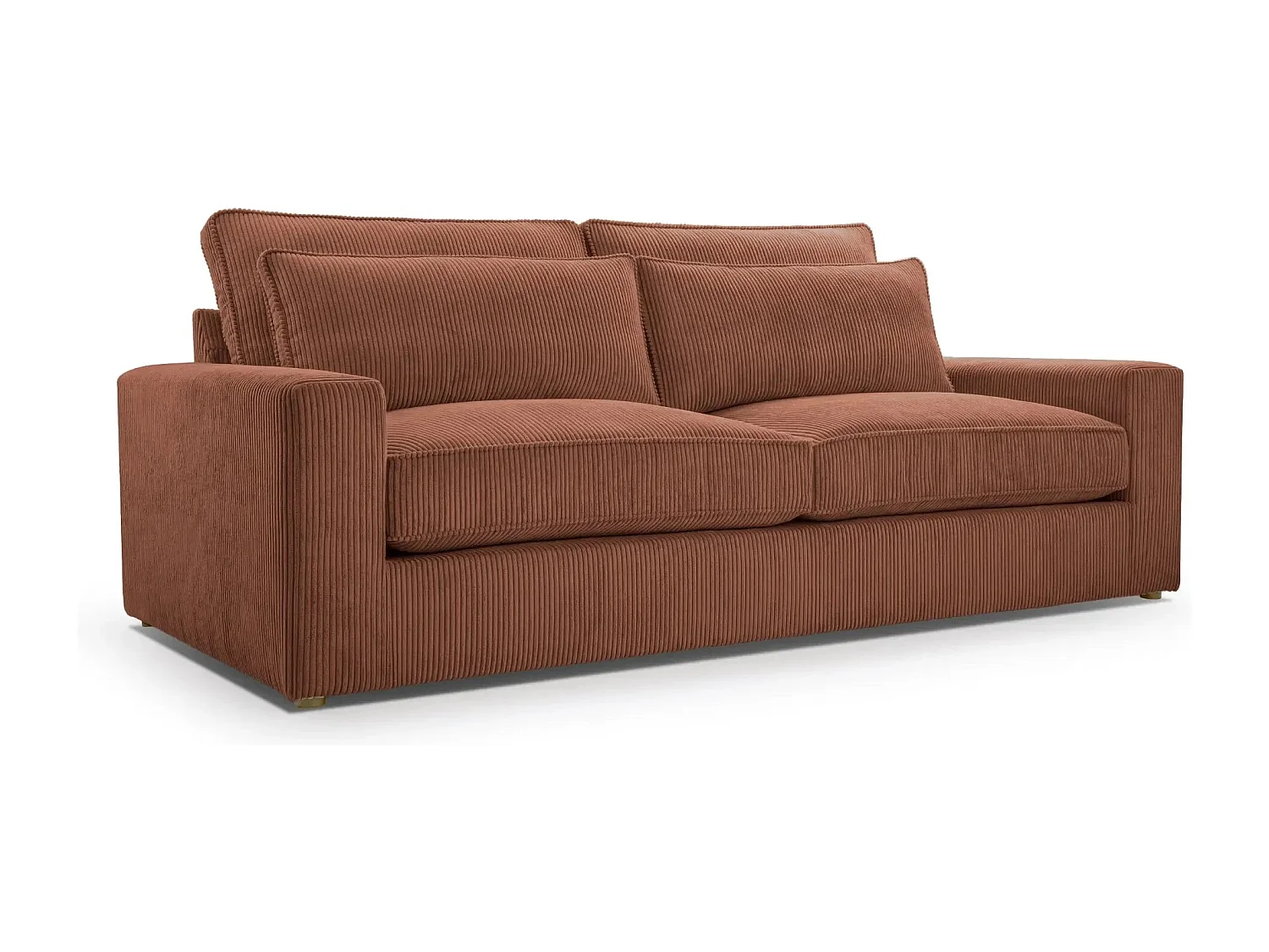 HENRY - Canapé droit velours côtelé 2 places - Terracotta