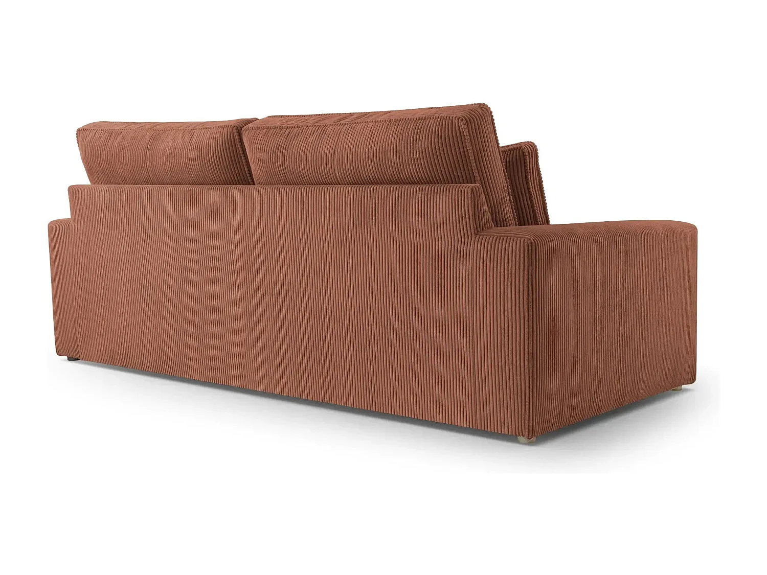 HENRY - Canapé droit velours côtelé 2 places - Terracotta