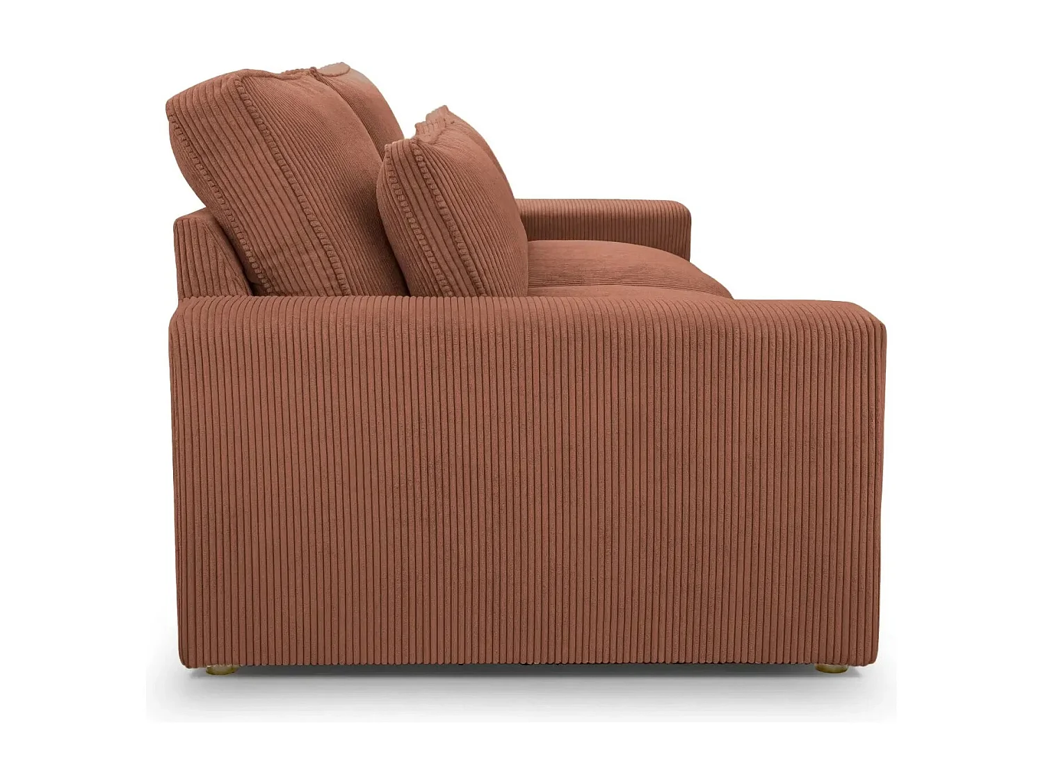 HENRY - Canapé droit velours côtelé 2 places - Terracotta