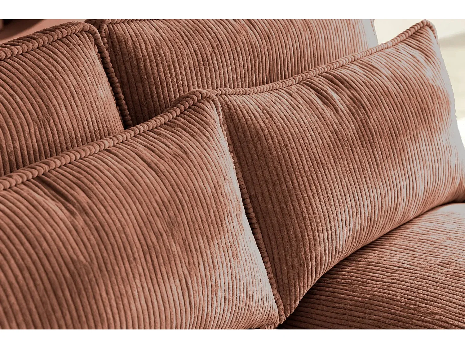 HENRY - Canapé droit velours côtelé 2 places - Terracotta