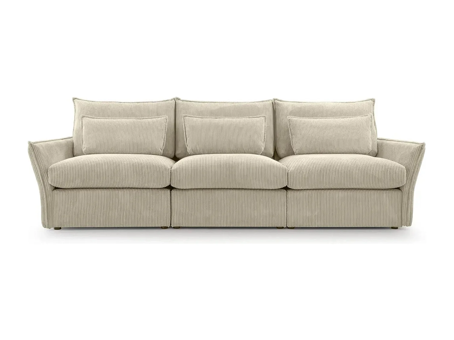 ANGELE - Canapé droit velours côtelé 3 places - Beige