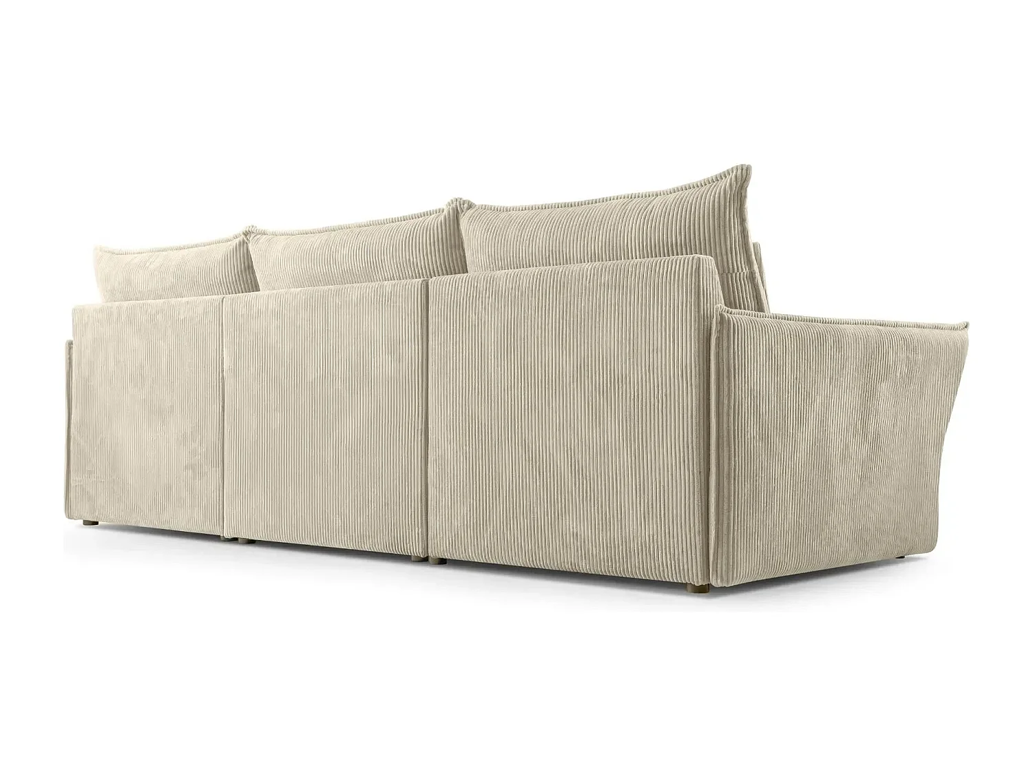 ANGELE - Canapé droit velours côtelé 3 places - Beige