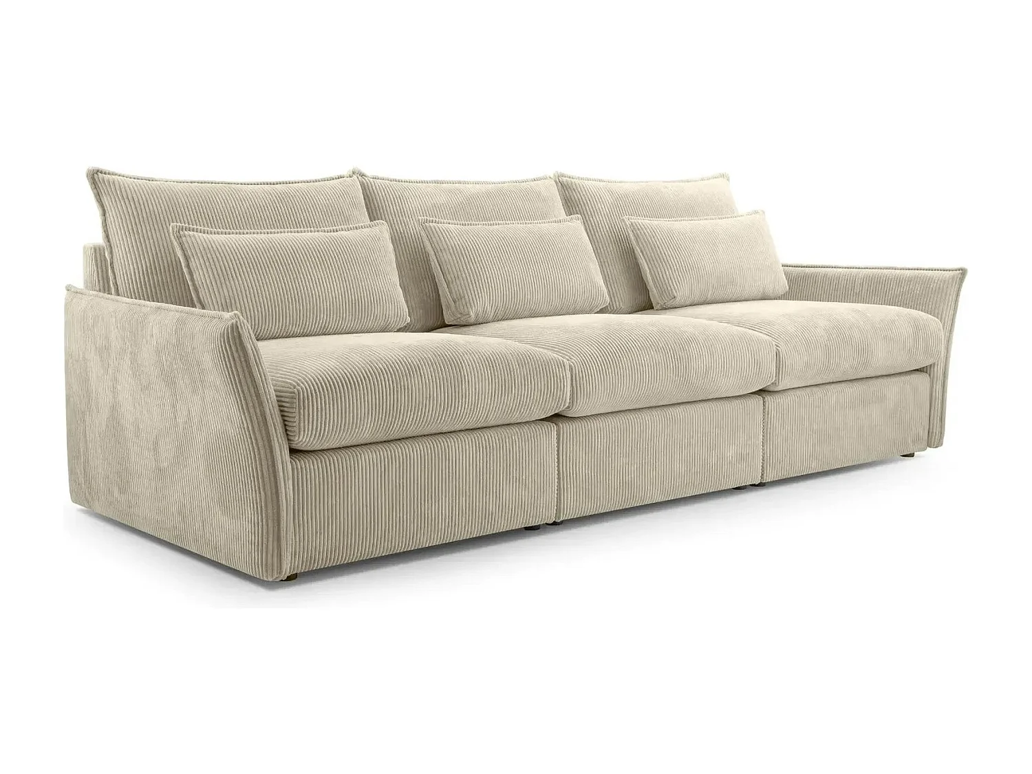 ANGELE - Canapé droit velours côtelé 3 places - Beige