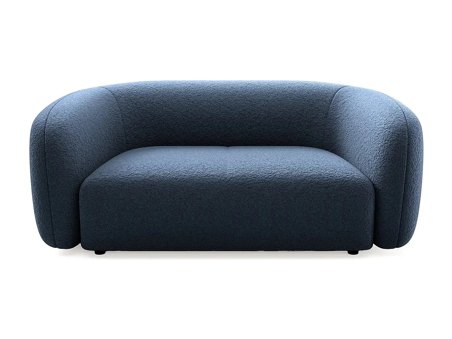 BAHIA - Canapé droit tissu bouclette 2 places - Bleu