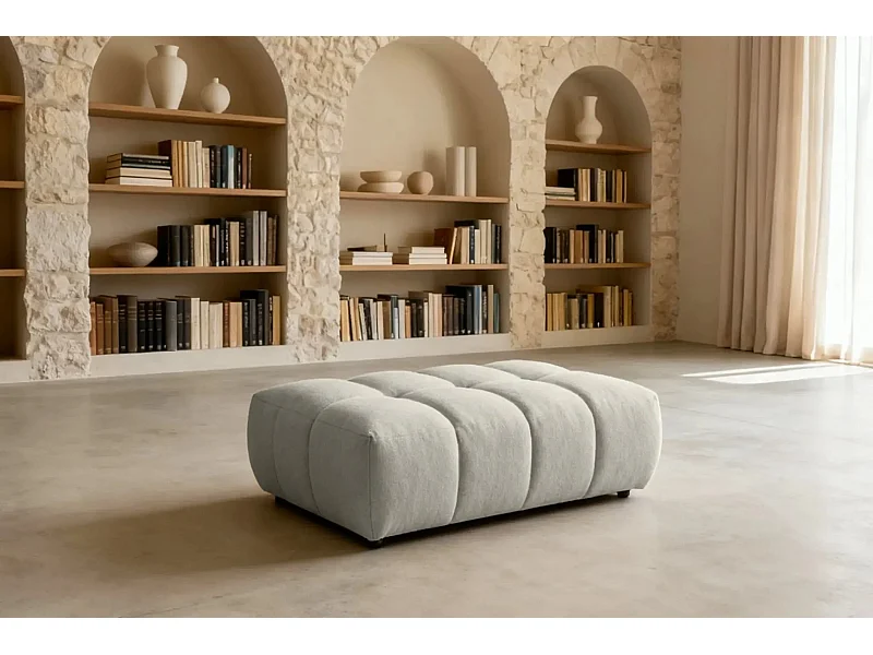 ALEXIA - Pouf en tissu bouclette Beige 120x60x40