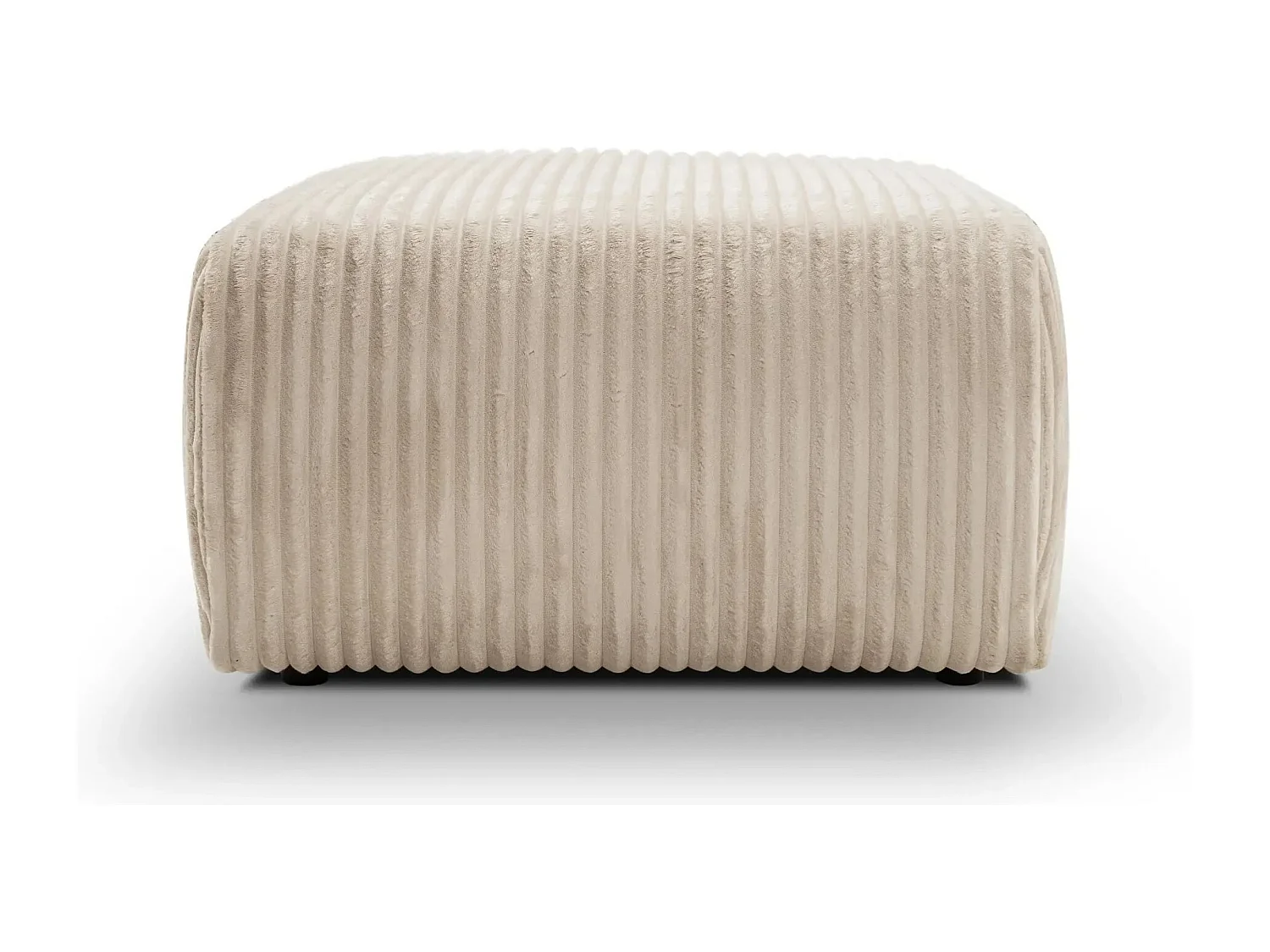 ELIO - Pouf en velours côtelé Beige 74x74x41