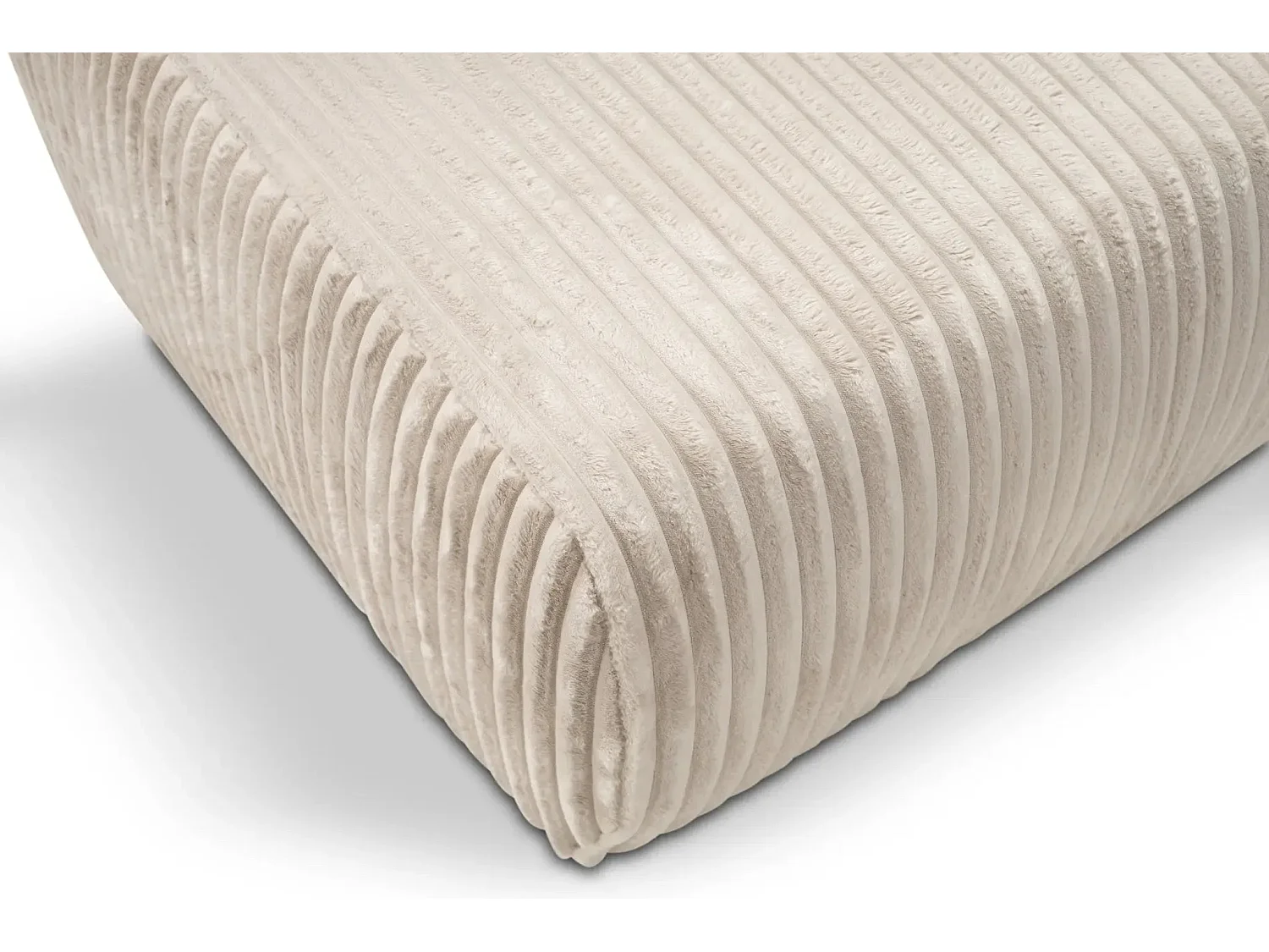 ELIO - Pouf en velours côtelé Beige 74x74x41