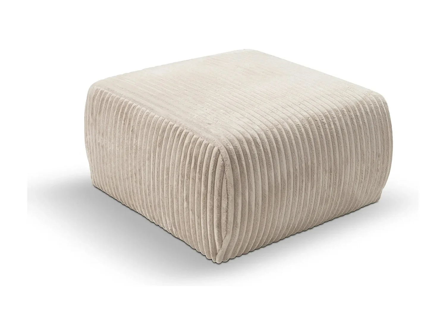 ELIO - Pouf en velours côtelé Beige 74x74x41