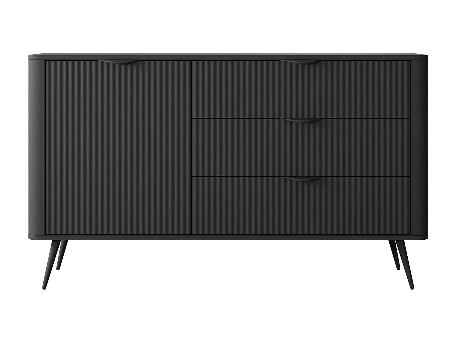 JOUDY MINI - Mini buffet 138cm effet rainuré - Noir