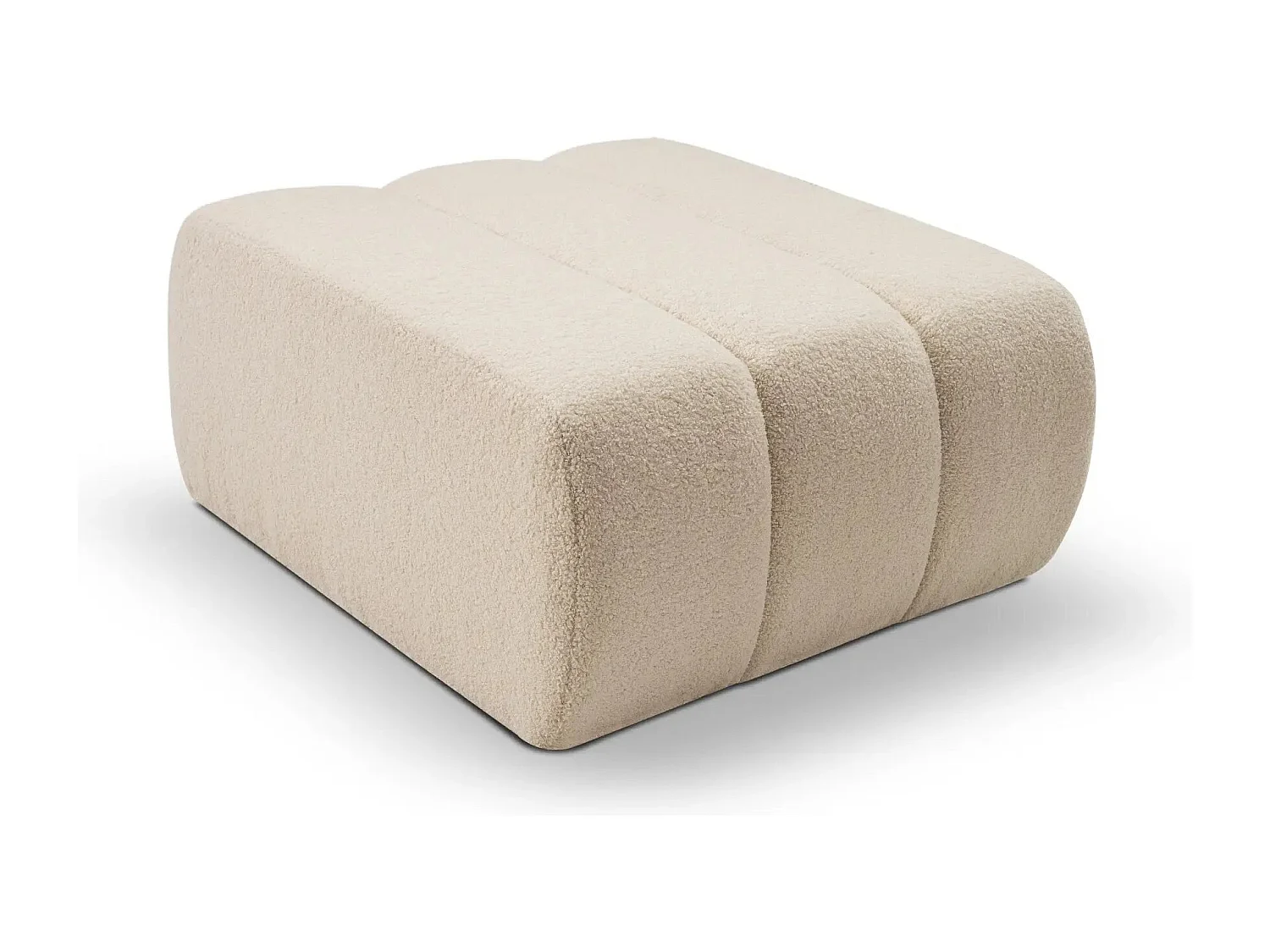 CELESTE - Pouf en tissu bouclette Beige 75x82x41