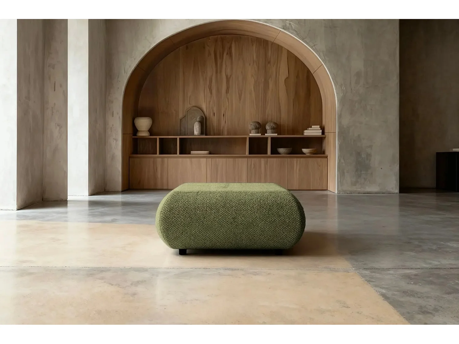 LEVI - Pouf en tissu lisse Vert 88x88x41