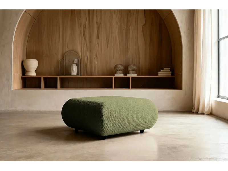 LEVI - Pouf en tissu lisse Vert 88x88x41