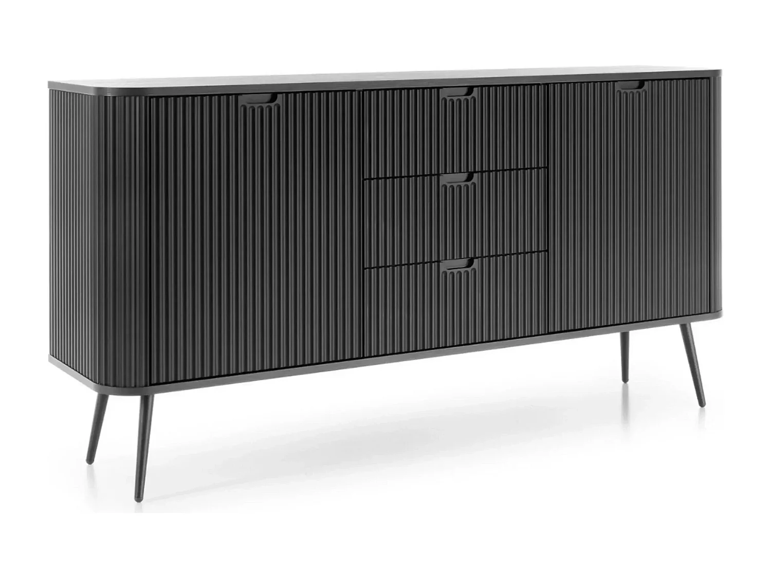 DIANA - Buffet pieds en métal 164cm - Noir