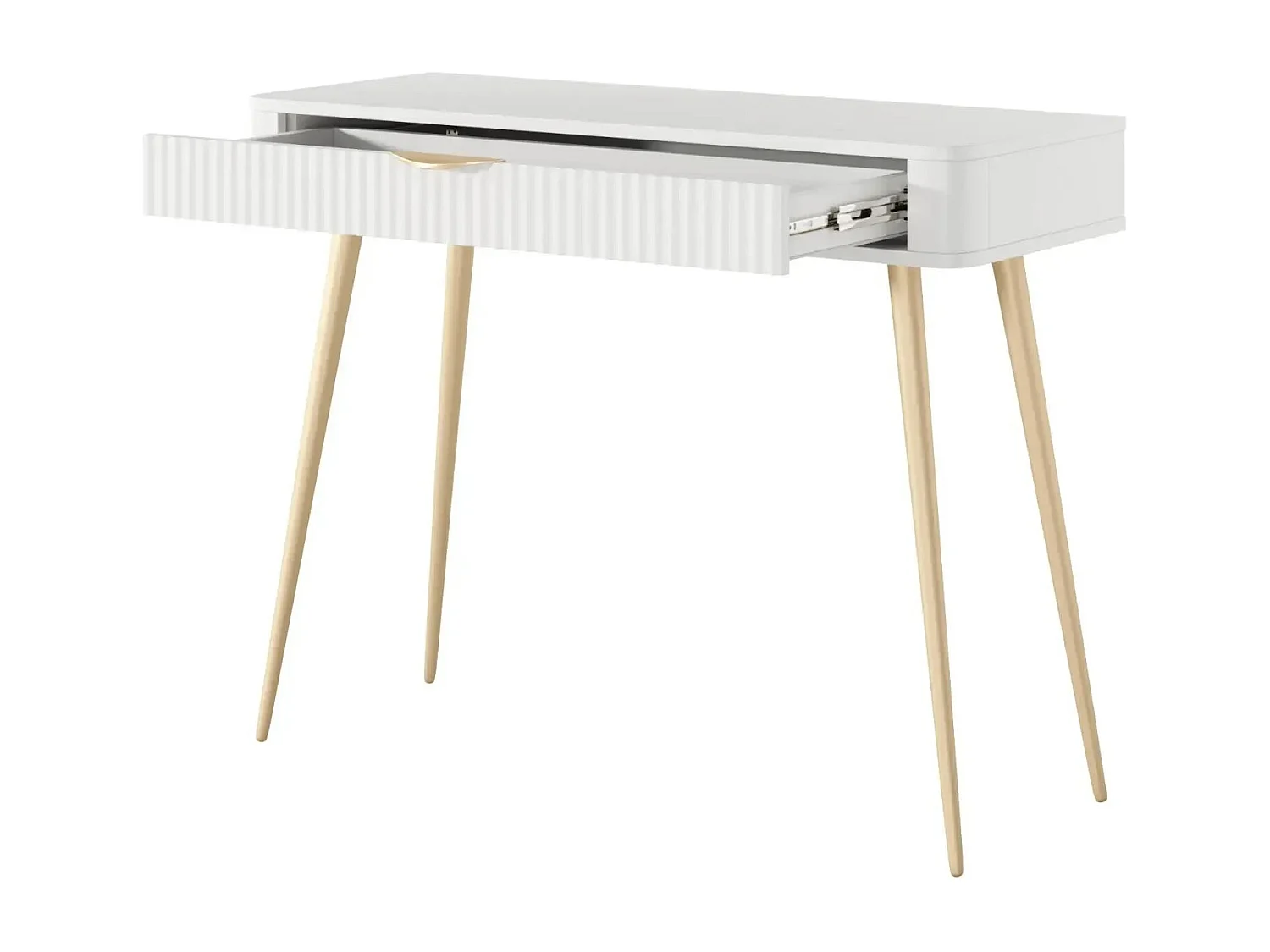 JOUDY - Bureau 100cm effet rainuré - Blanc