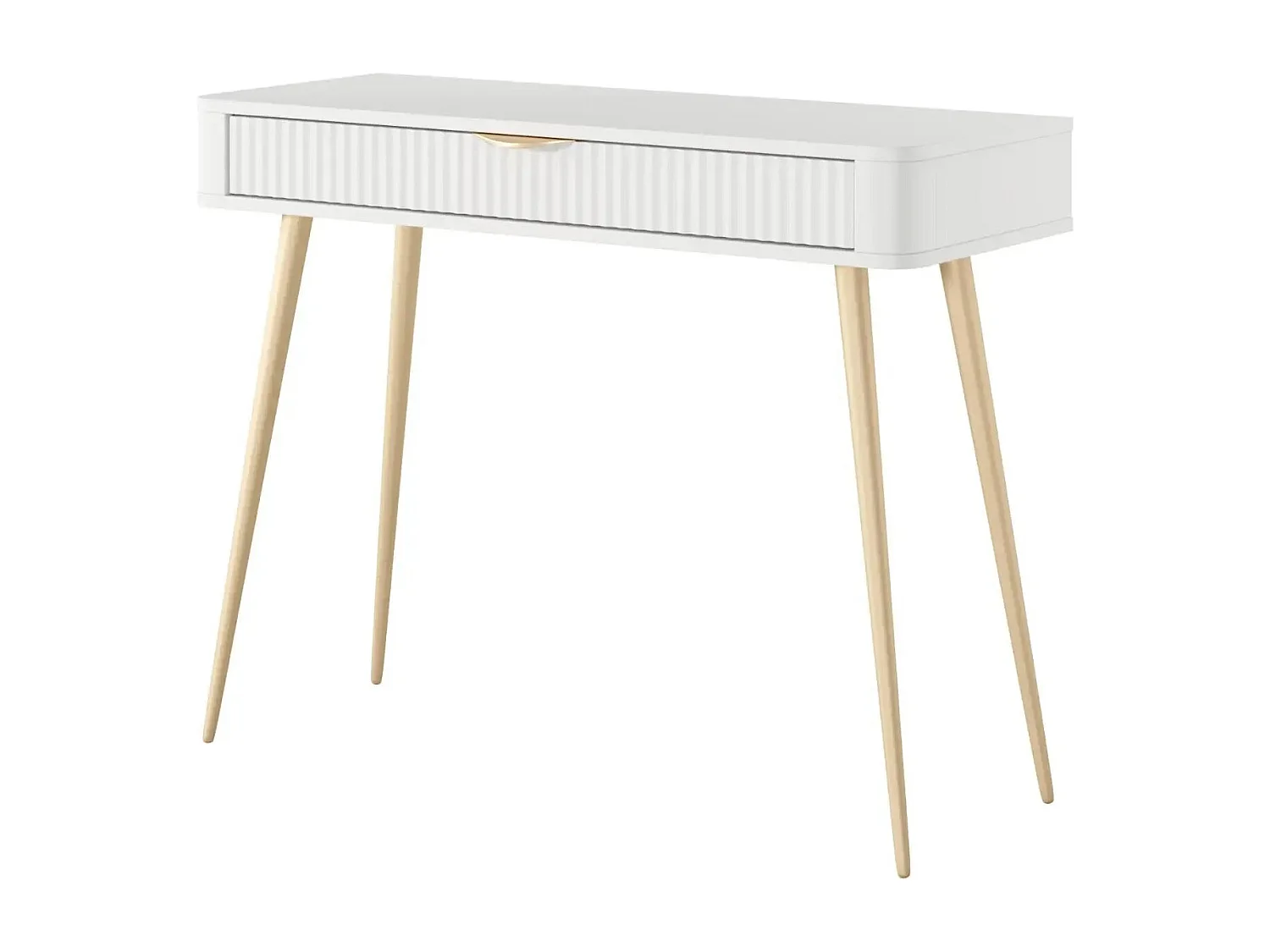 JOUDY - Bureau 100cm effet rainuré - Blanc