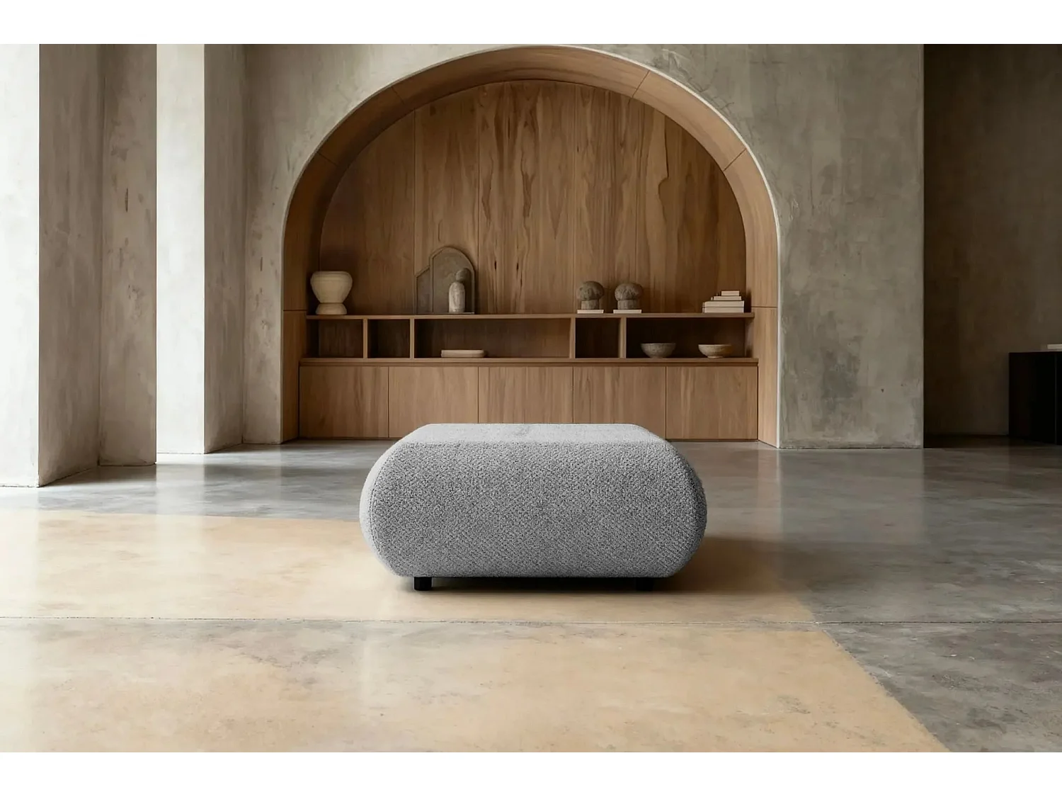 LEVI - Pouf en tissu lisse Gris clair 88x88x41