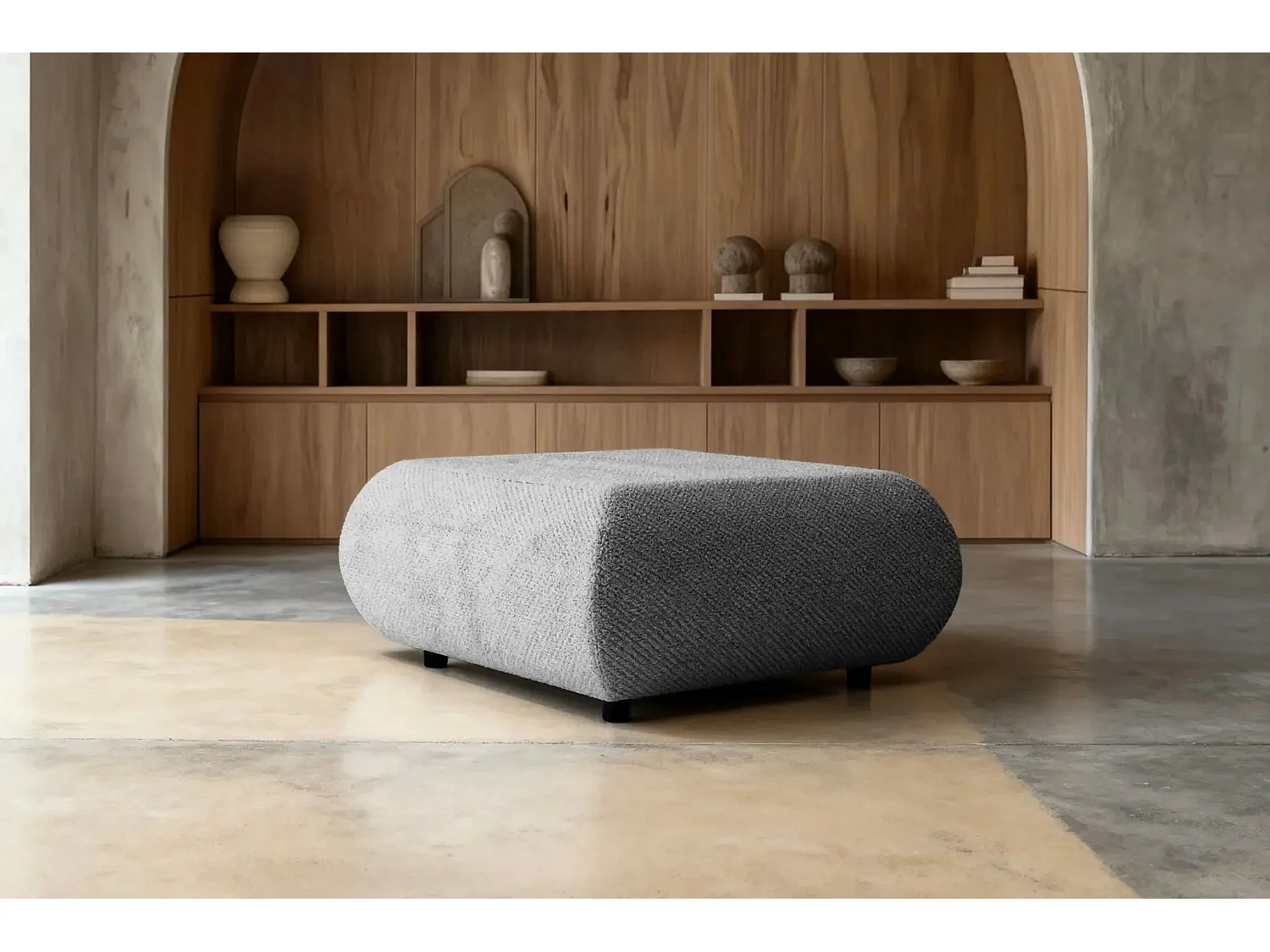 LEVI - Pouf en tissu lisse Gris clair 88x88x41