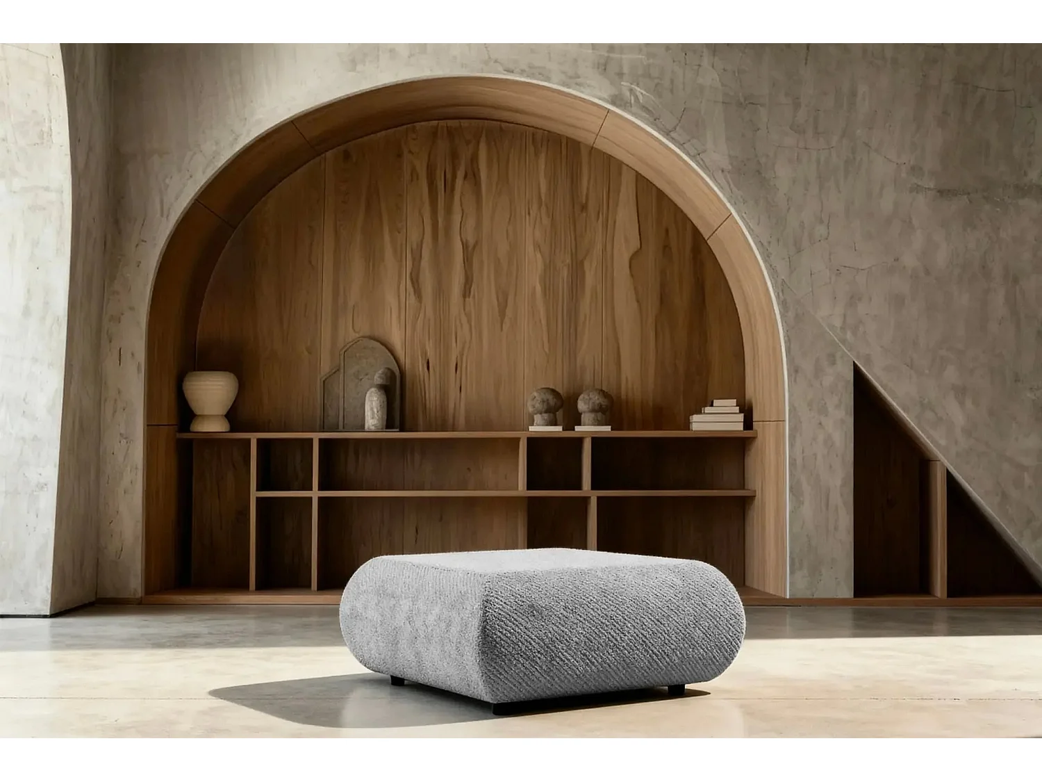 LEVI - Pouf en tissu lisse Gris clair 88x88x41