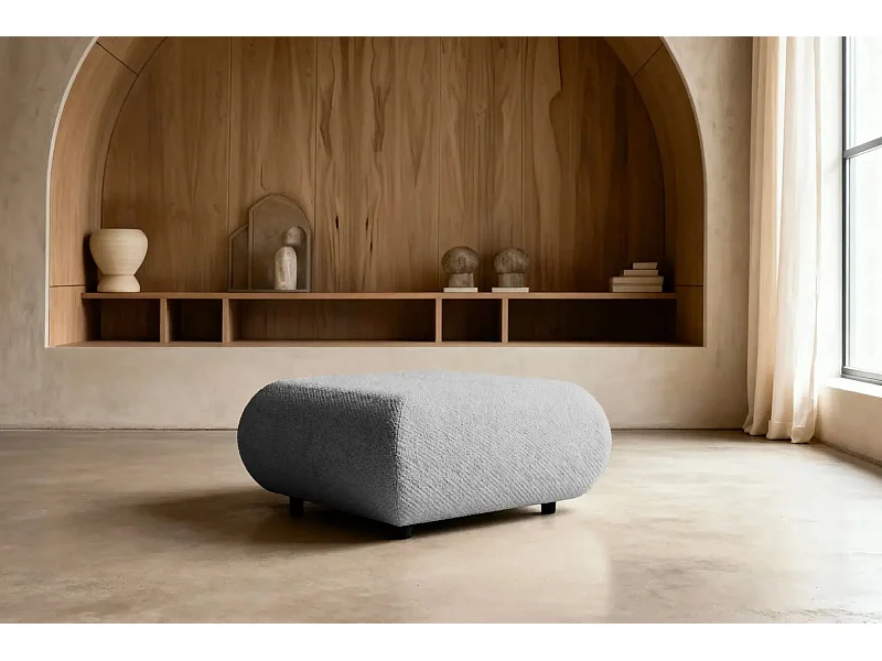 LEVI - Pouf en tissu lisse Gris clair 88x88x41