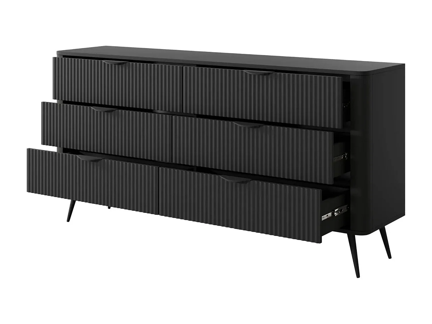 JOUDY - Buffet 163cm effet rainuré - Noir