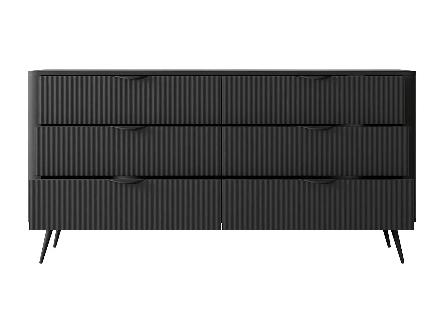 JOUDY - Buffet 163cm effet rainuré - Noir