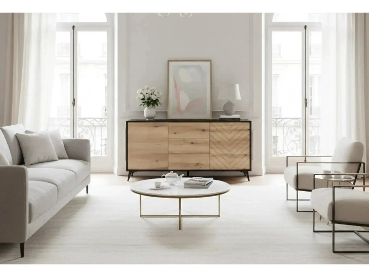 ALICE - Buffet en bois 104cm - Marron