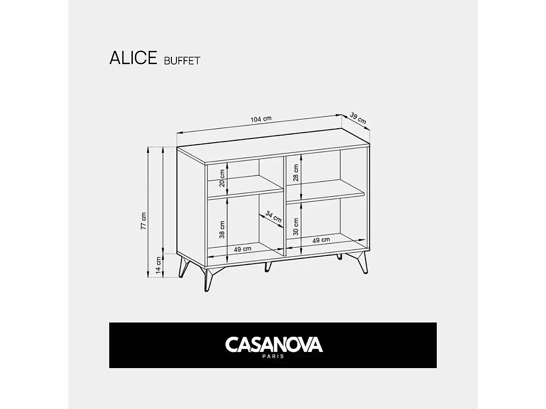 ALICE - Buffet en bois 104cm - Marron