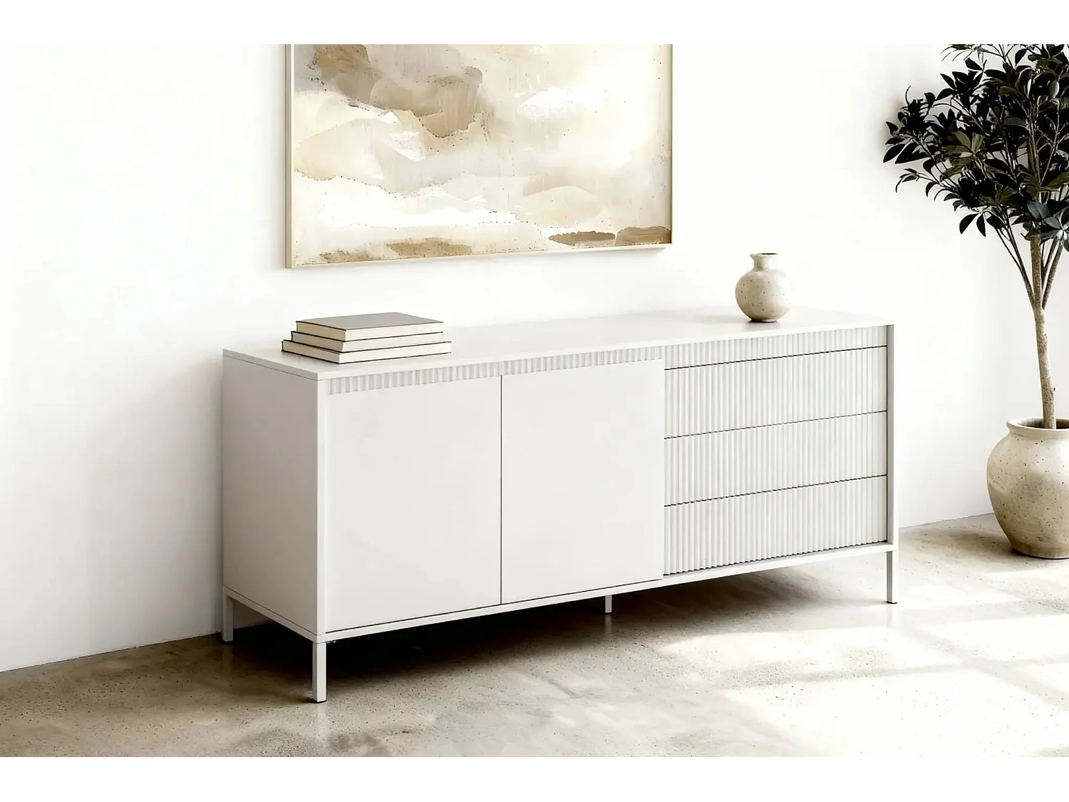 ALINA - Buffet 187cm pieds en métal - Beige