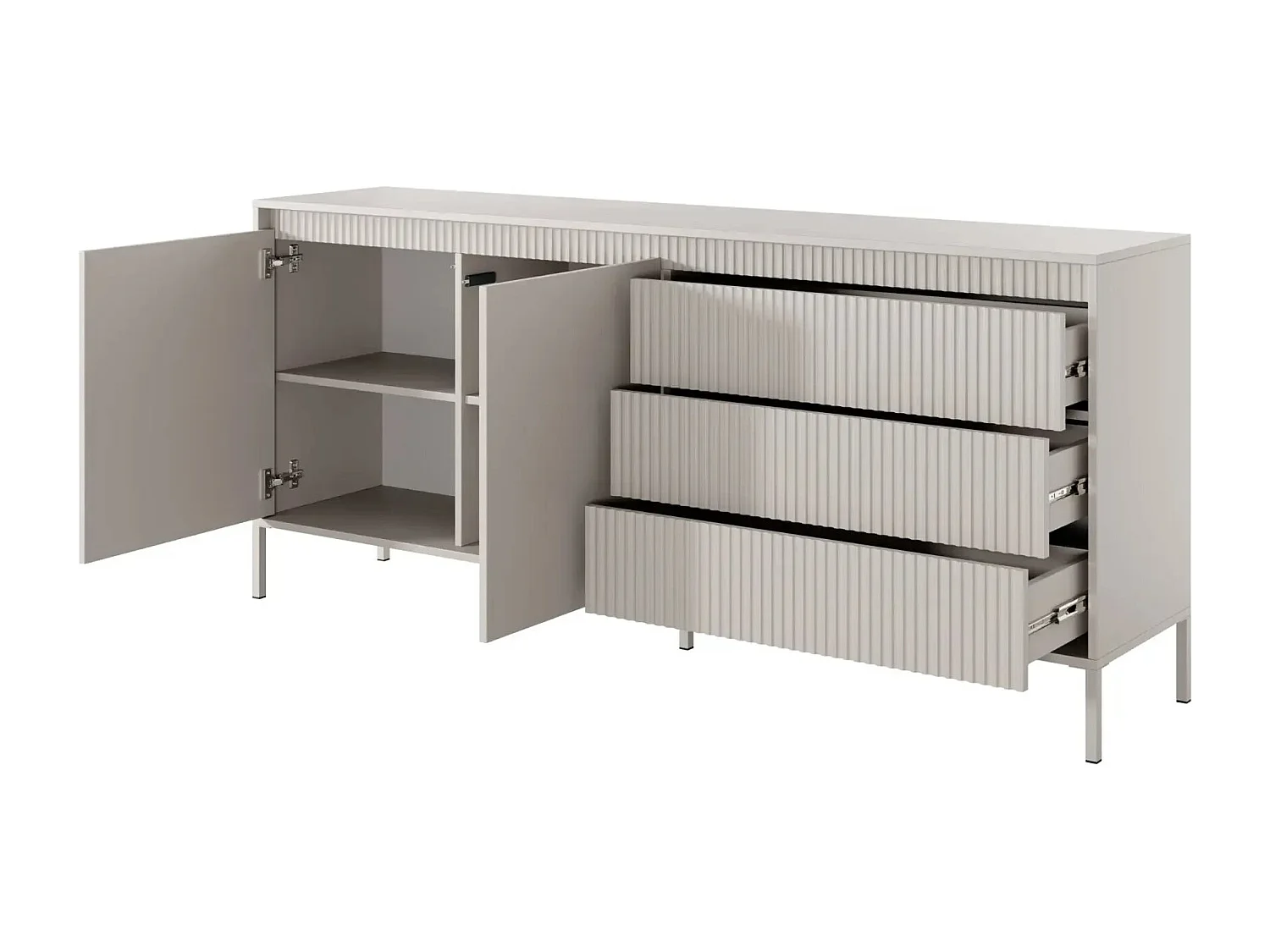 ALINA - Buffet 187cm pieds en métal - Beige