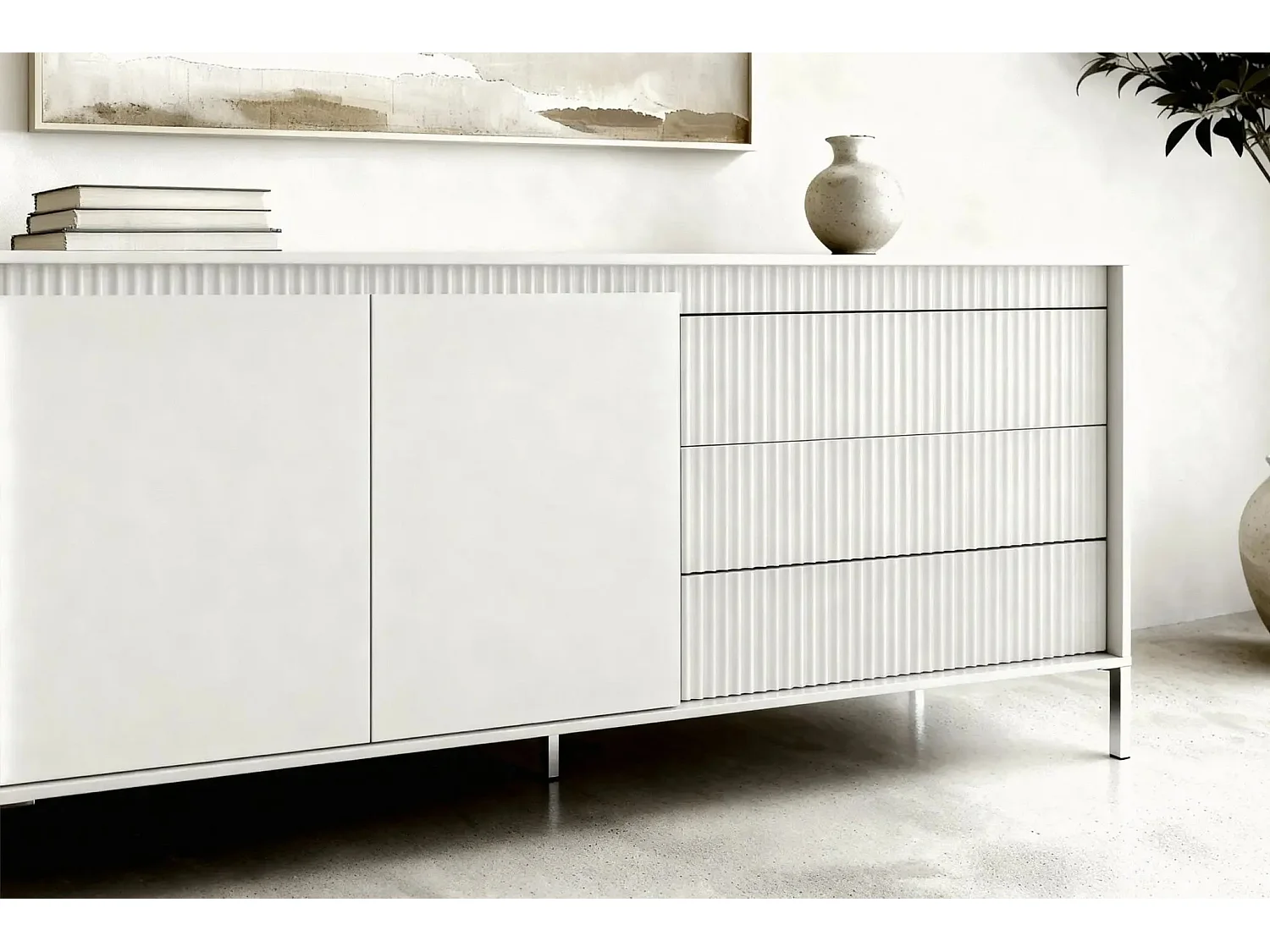 ALINA - Buffet 187cm pieds en métal - Beige