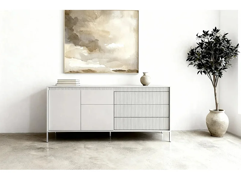 ALINA - Buffet 187cm pieds en métal - Beige