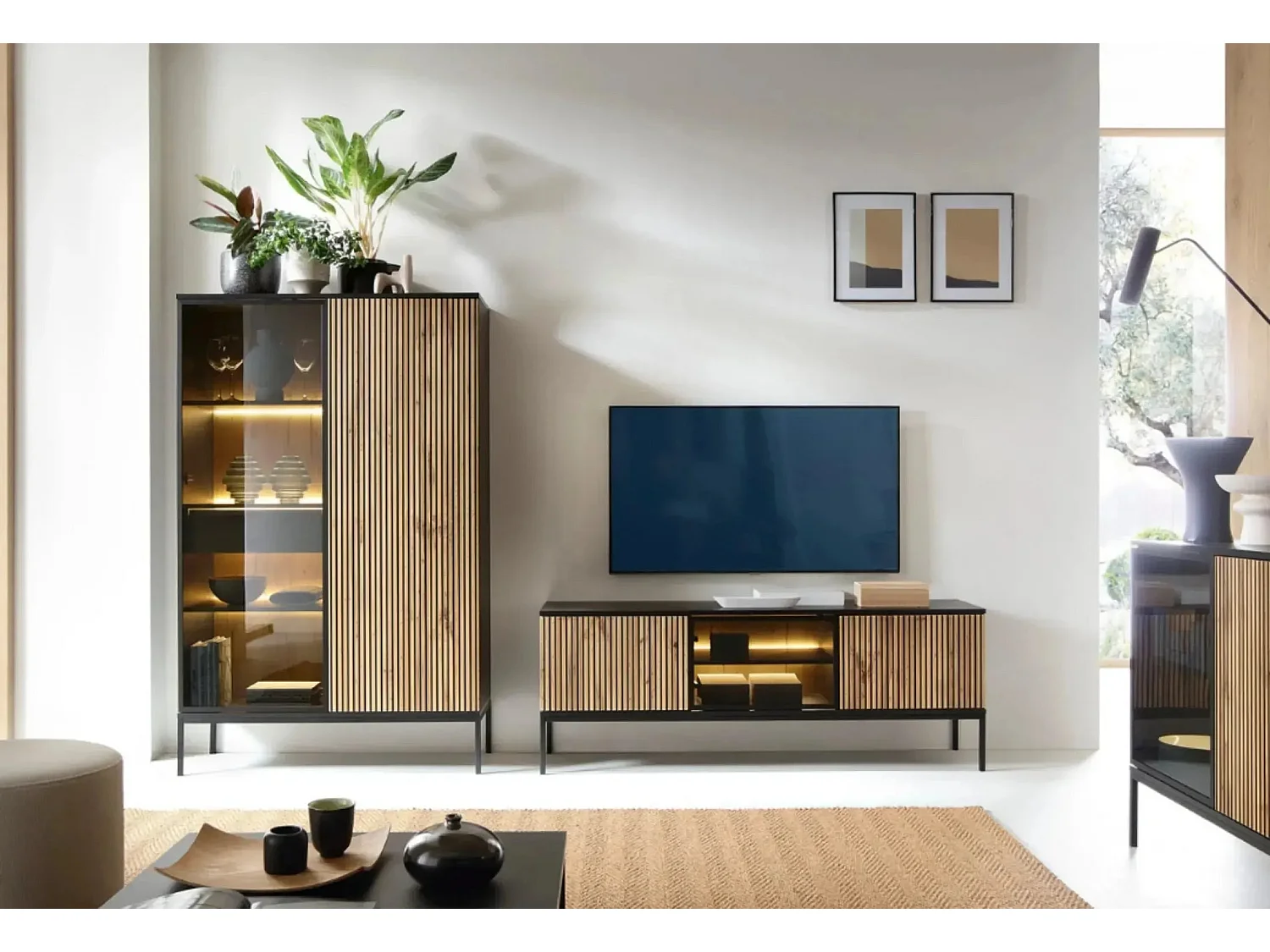 EMMY - Commode 2 portes 100cm - Brun