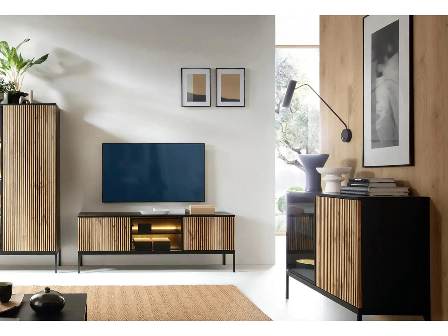 EMMY - Buffet en bois 153cm - Blanc cassé