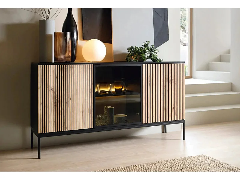 EMMY - Buffet en bois 153cm - Blanc cassé