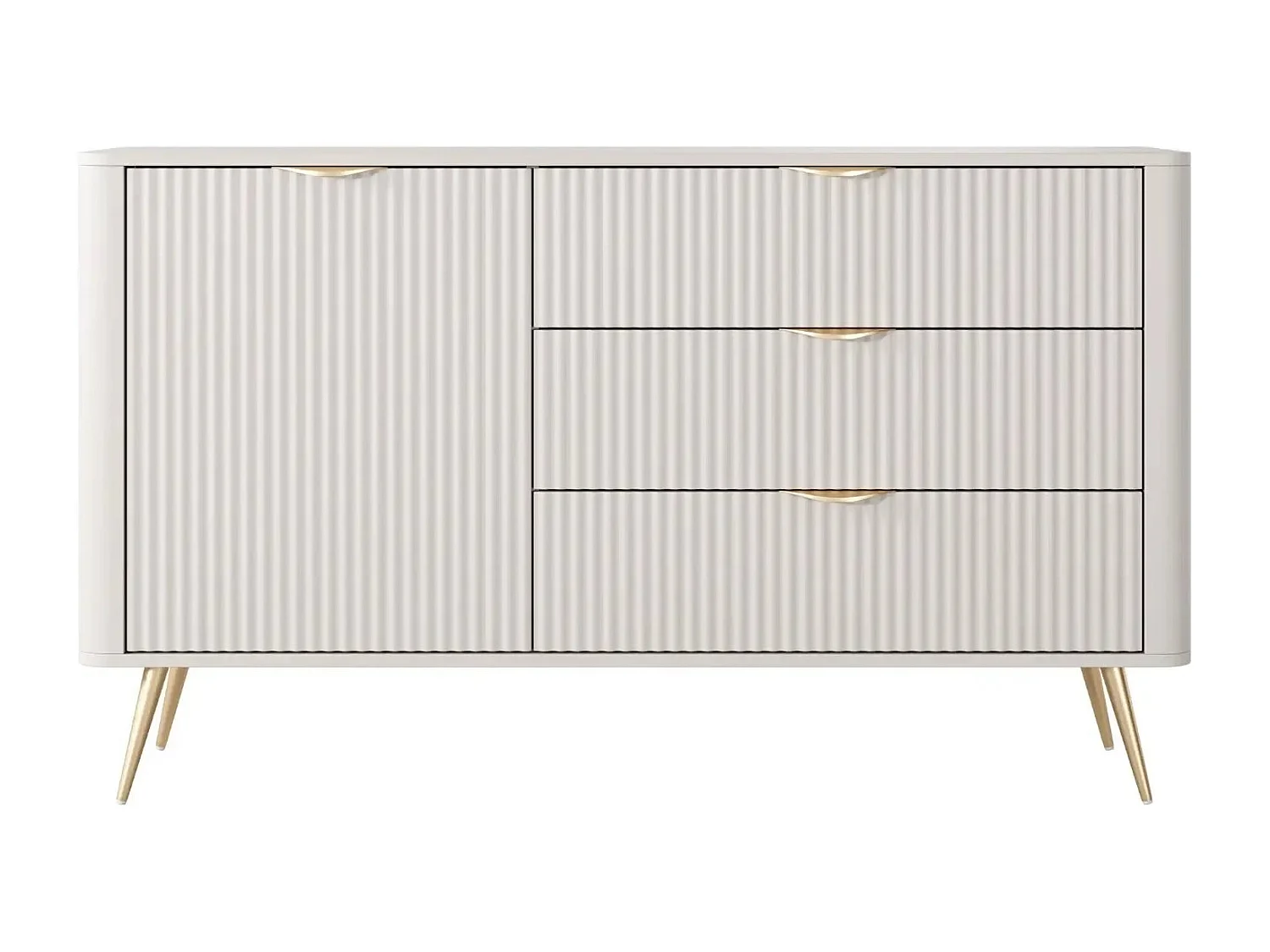 JOUDY MINI - Mini buffet 138cm effet rainuré - Beige