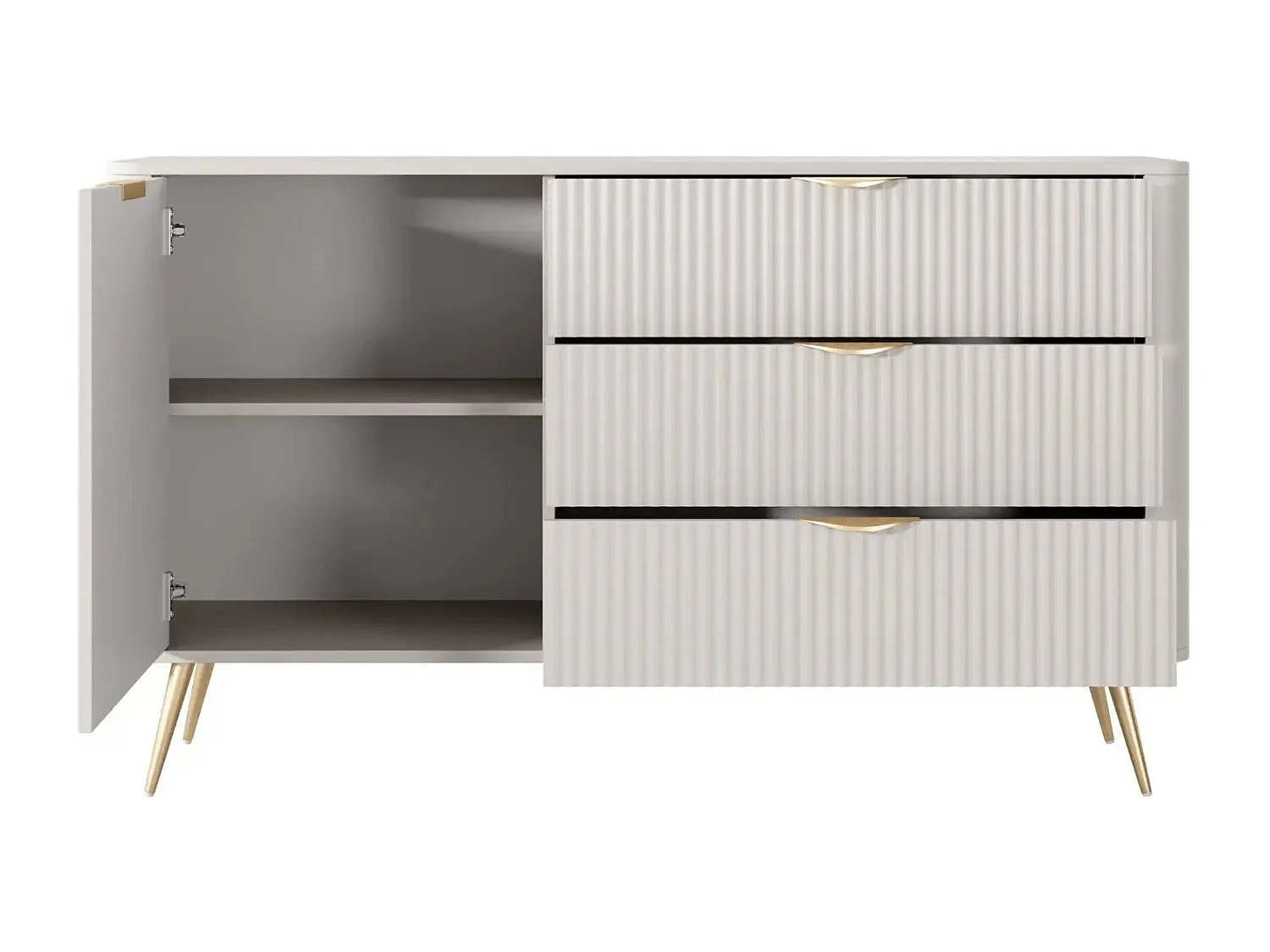 JOUDY MINI - Mini buffet 138cm effet rainuré - Beige