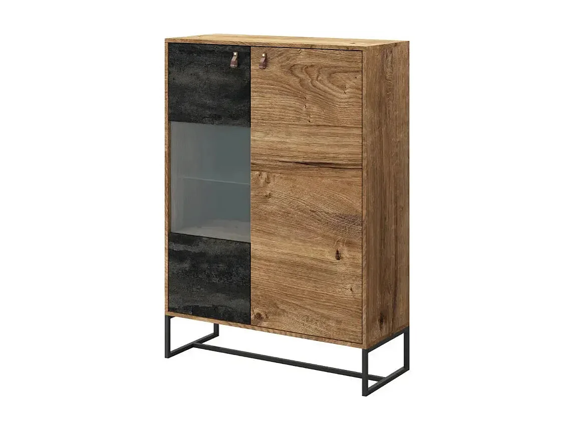 CAROLINE - Commode 2 portes en bois 90cm - Brun foncé